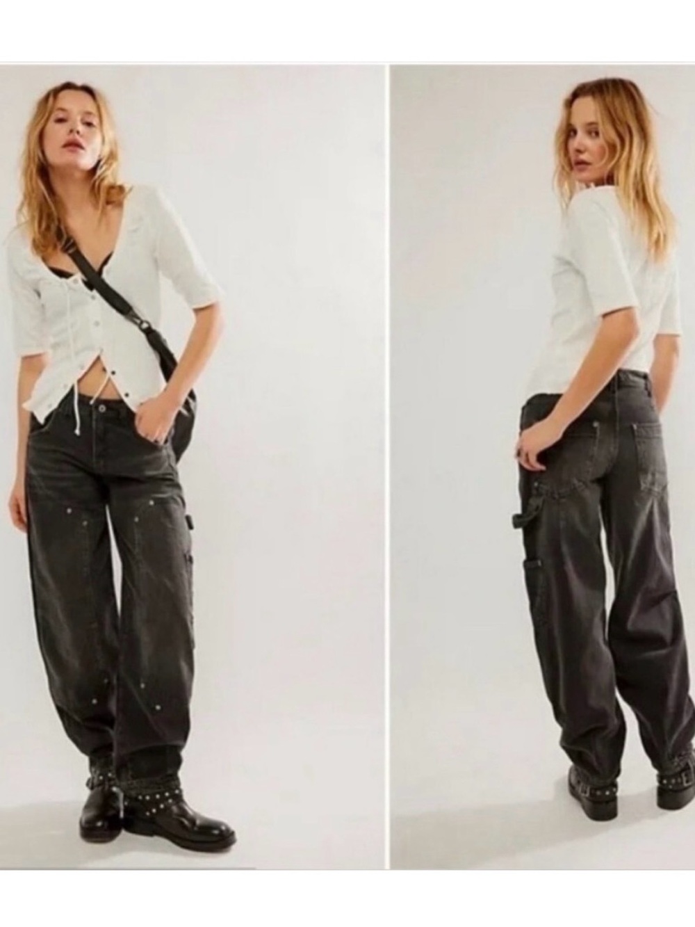 Free People We the Free Loren Carpenter Barrel Jean in Moonlit